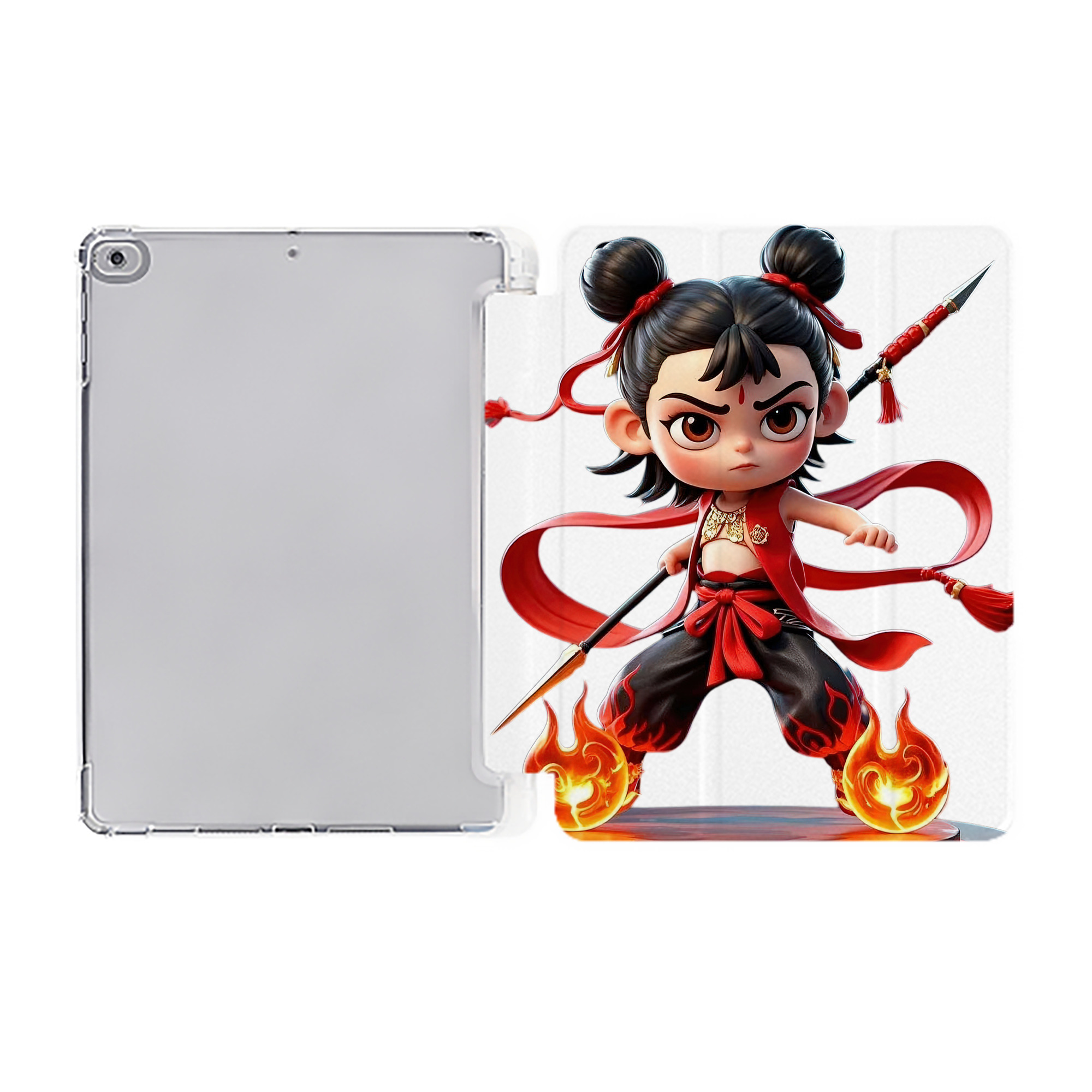 Ne Zha 2 ナタ 魔童の大暴れ IPad ケース ペン収納付き 三つ折りスタンド PUレザー×シリコン 対応機種9.5/10.5/10.9インチ